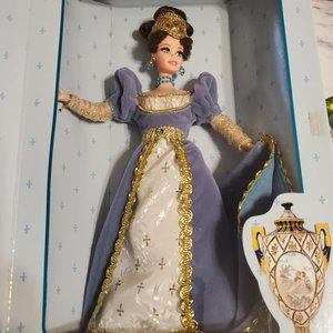 Barbie in blue gown with fleur de lis